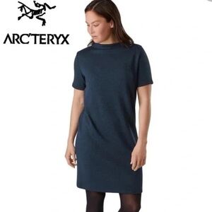 Arc'teryx Laina Knit Mock Neck Short Sleeve Dress in Navy Size XS